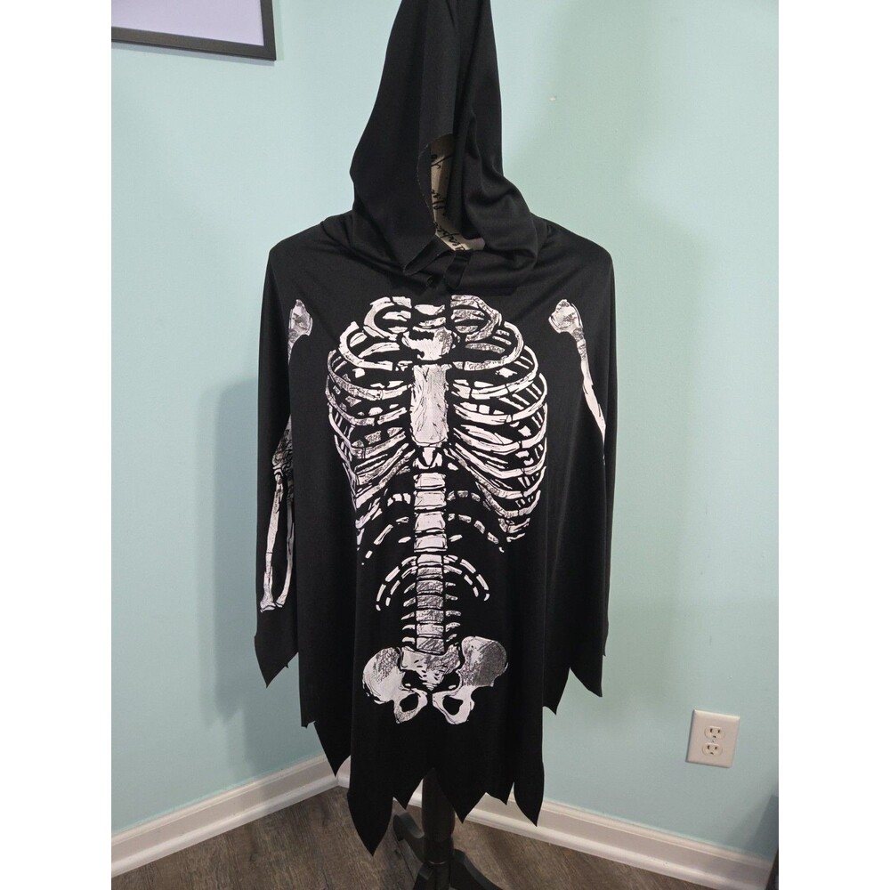 Spirit Halloween Black/White Skeleton Costume Poncho Shirt One Size Women's